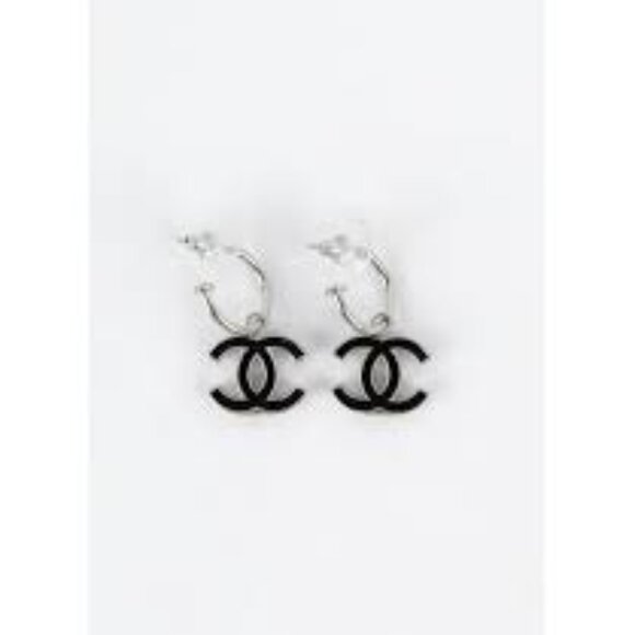 #55a - Authentic Chanel Earrings Coco Mark GP Plated Champagne Gold Black Ladies - Picture 16 of 16